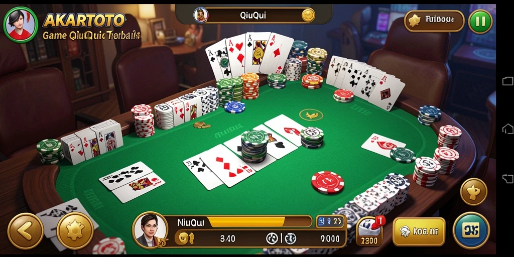 Tampilan gameplay seru dalam AKARTOTO dengan suasana QiuQiu yang mendebarkan.
