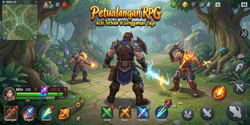 Tampilan aksi seru BATA123 saat melawan monster besar.