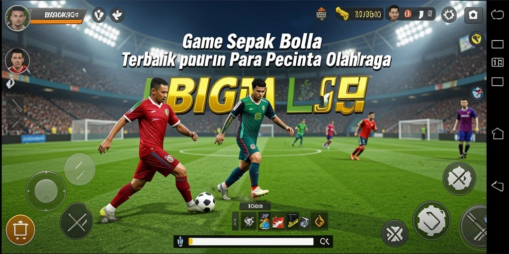 Tampilan gameplay seru dalam BIGMSG yang menampilkan pertandingan sepak bola nyata.