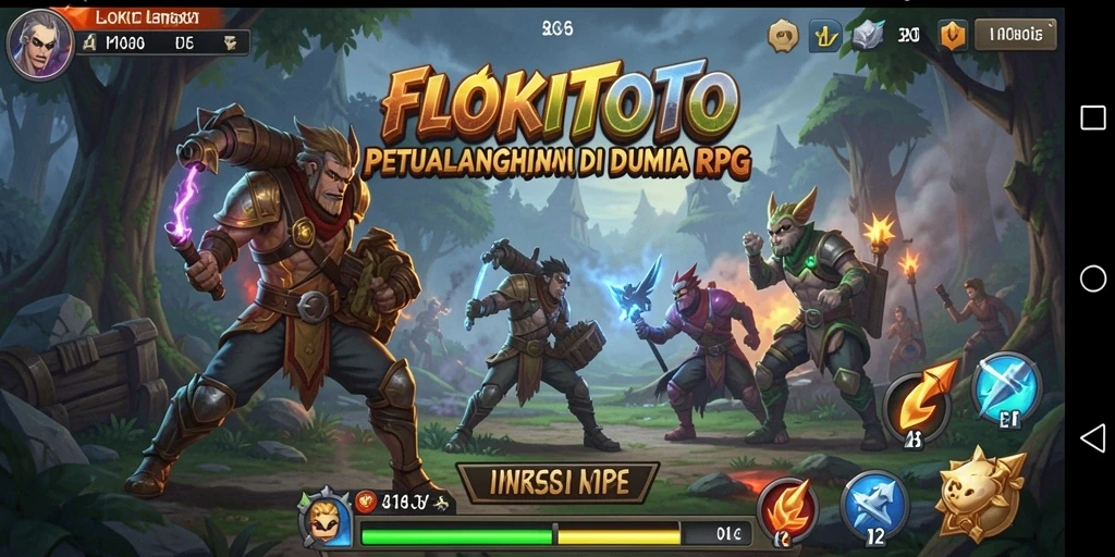 Tampilan gameplay mendebarkan dari FLOKITOTO dengan aksi RPG yang seru.