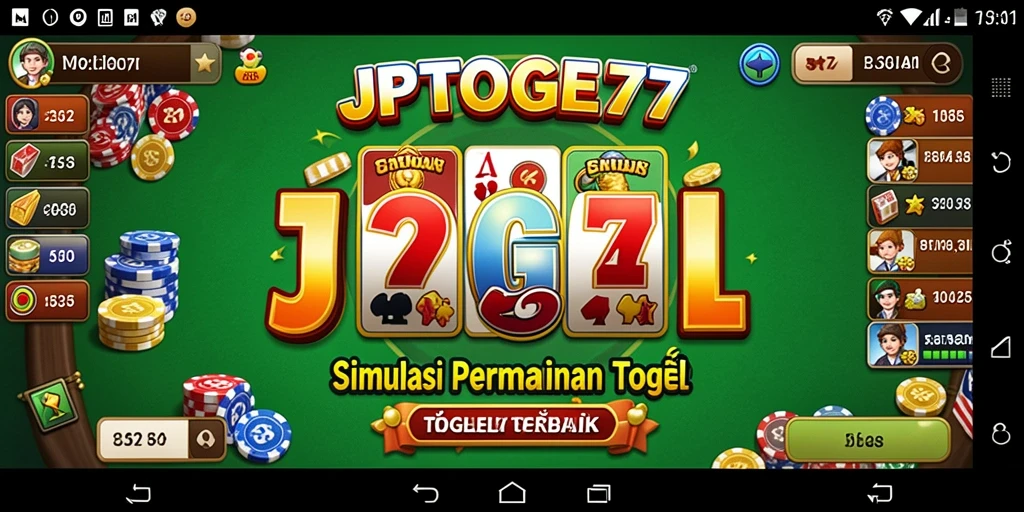 Tampilan gameplay menarik dari aplikasi JPTOGEL77, menonjolkan keseruan bermain togel.