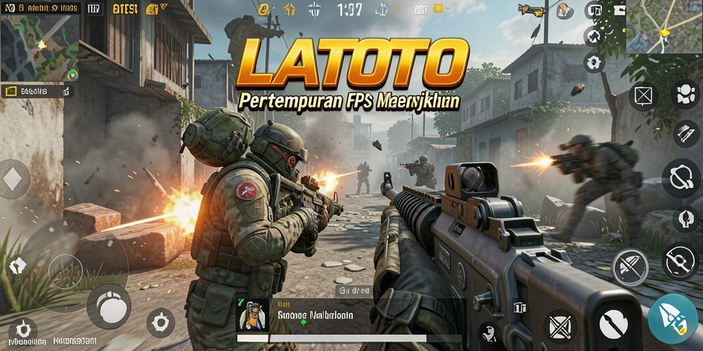 Gameplay LATOTO yang mendebarkan dengan aksi tembak-menembak intens.