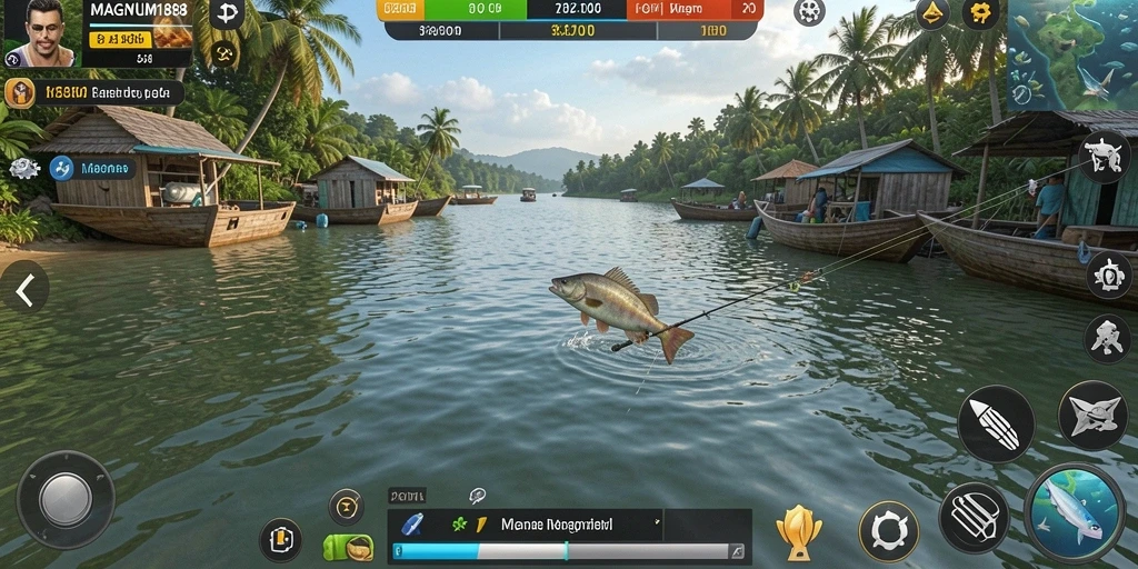 Tampilan menarik dari gameplay MAGNUM188 yang menggambarkan aktivitas memancing.
