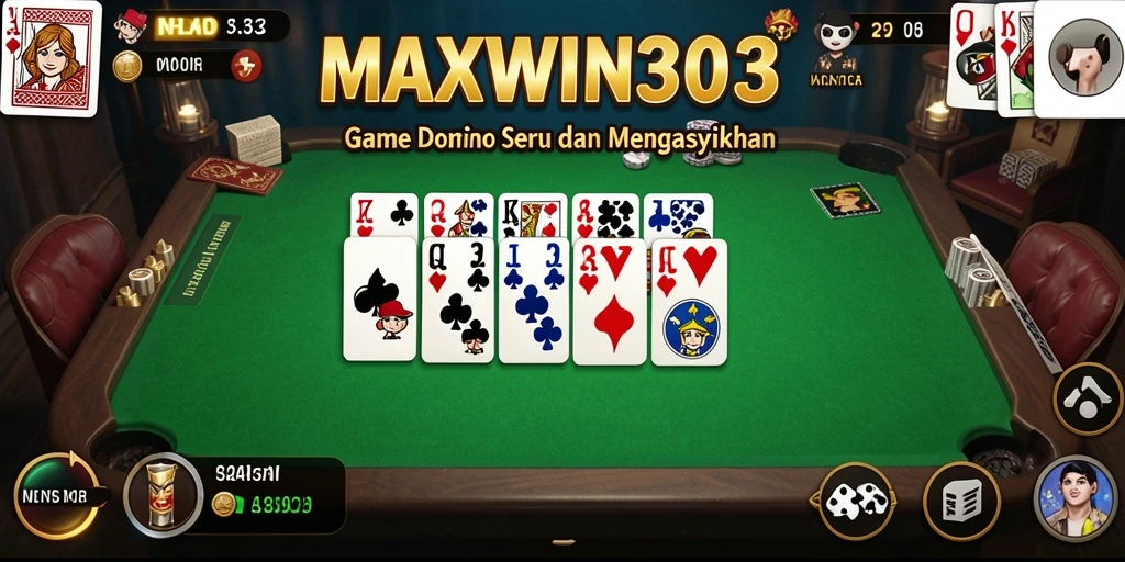 Tampilan gameplay seru di MAXWIN303 dengan suasana domino yang menegangkan.