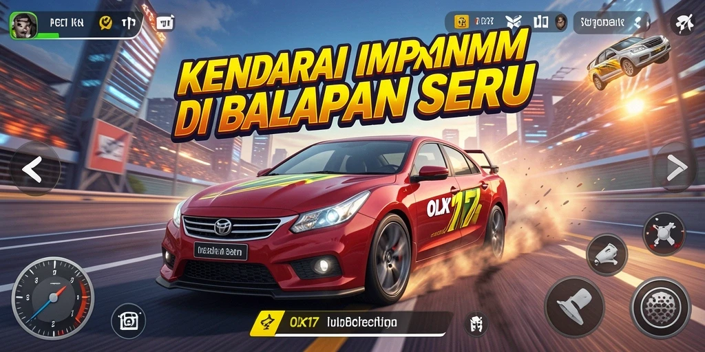 Screenshot gameplay OLX17 menampilkan aksi balapan yang mendebarkan.