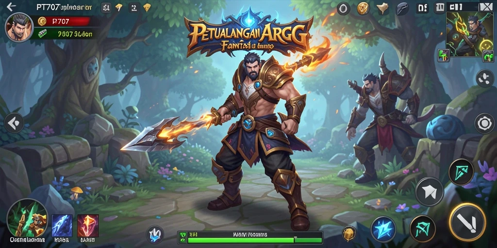 Screenshot gameplay PT707 menampilkan pertarungan epik dan pemandangan menakjubkan.