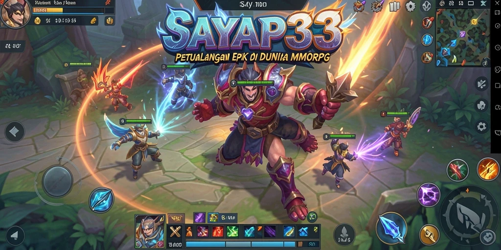 Tangkapan layar gameplay <strong>SAYAP33</strong> yang menunjukkan pertarungan epik di dunia MMORPG.