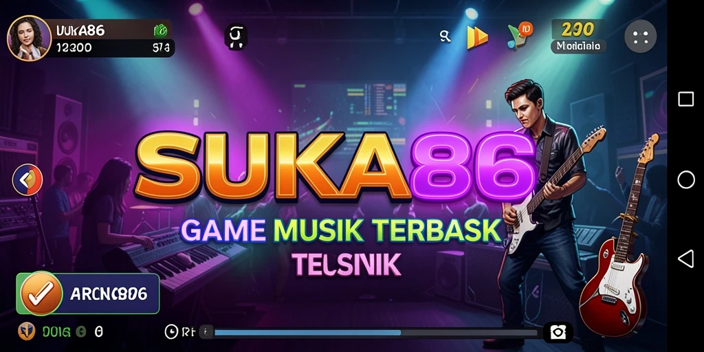 Screenshot utama SUKA86 menampilkan gameplay musik yang seru dan interaktif.