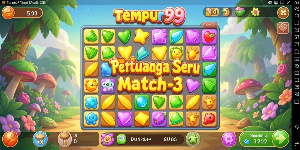 Tampilan gameplay seru TEMPUR99 dalam suasana Match-3.